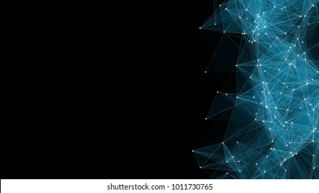 Vector abstract futuristic digital landscape with particles dots and stars on horizon. computer geometric digital connection structure. Futuristic blue abstract grid. Intelligence artificial