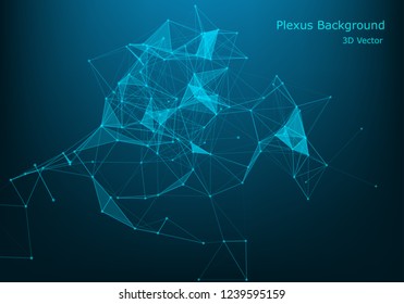 Vector abstract futuristic digital landscape with particles dots and stars on horizon. computer geometric digital connection structure. Futuristic blue abstract grid. Intelligence artificial