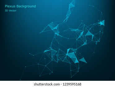 Vector abstract futuristic digital landscape with particles dots and stars on horizon. computer geometric digital connection structure. Futuristic blue abstract grid. Intelligence artificial. Neon