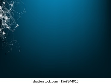 Vector abstract futuristic digital landscape with particles dots and stars on horizon. computer geometric digital connection structure. Futuristic blue abstract grid. Intelligence artificial