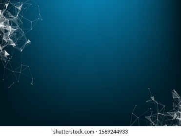 Vector abstract futuristic digital landscape with particles dots and stars on horizon. computer geometric digital connection structure. Futuristic blue abstract grid. Intelligence artificial