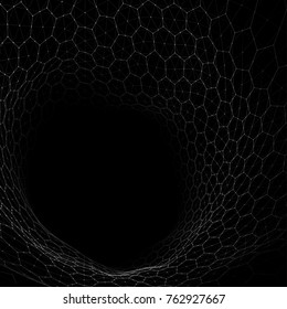 Vector abstract futuristic digital landscape with particles dots and stars on horizon. computer geometric digital connection