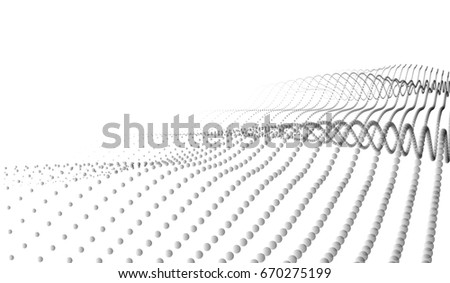 Vector abstract futuristic digital landscape with particles dots and stars on horizon. computer geometric digital connection structure. Futuristic blue abstract grid. Intelligence artificial. Big data