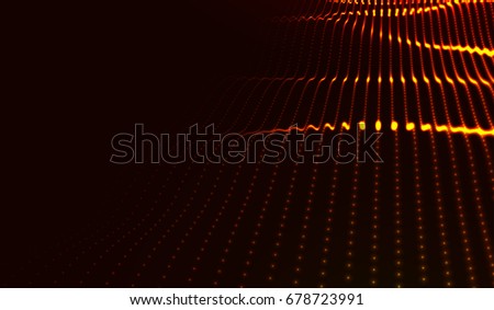 Vector abstract futuristic digital landscape with particles dots and stars on horizon. computer geometric digital connection structure. Futuristic blue abstract grid. Intelligence artificial. Big data