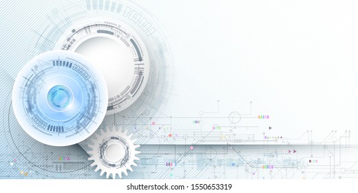 Vector Abstract futuristic eyeball on circuit board, Illustration high computer technology on light color background. Hi-tech digital technology concept