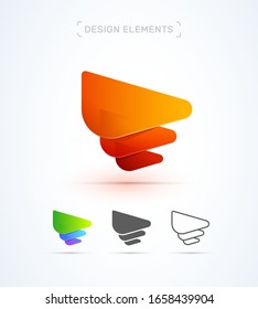 Vector abstract futuristic origami letter F logo design template. Material design, flat and line-art style. Application icon