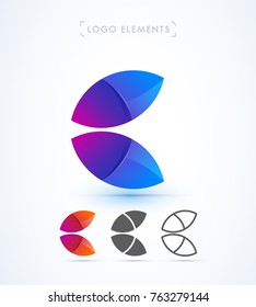 Vector abstract futuristic origami letter C logo design template. Material design, flat and line-art style. Application icon