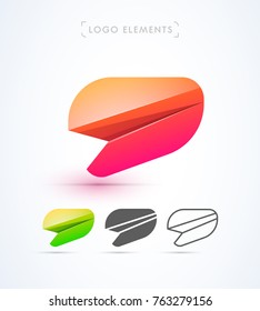 Vector abstract futuristic origami letter d and arrow logo design template. Material design, flat and line-art style. Application icon