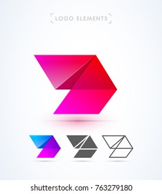 Vector abstract futuristic origami letter d and arrow logo design template. Material design, flat and line-art style. Application icon