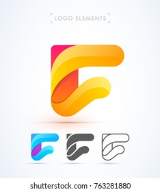 Vector abstract futuristic origami letter F logo design template. Material design, flat and line-art style. Application icon