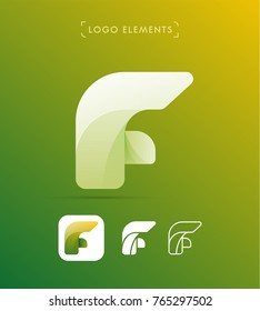 Vector abstract futuristic origami letter F logo design template. Material design, flat and line-art style. Application icon