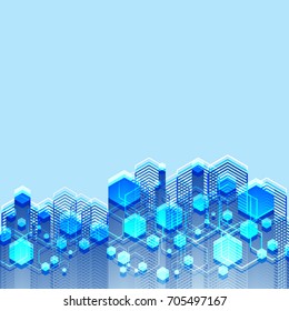 Vector Abstract futuristic polygon, Illustration technology blue color background. Hi-tech digital technology concept