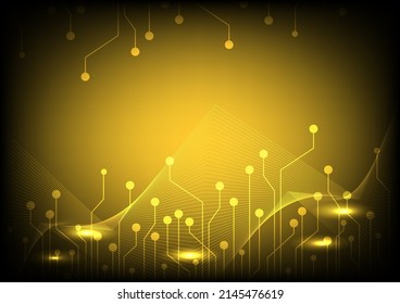 Vector abstracto tecnología futurista color amarillo oscuro fondo. Concepto de tecnología digital de alta tecnología