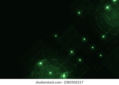 Vector abstract futuristic technology modern with green light background.