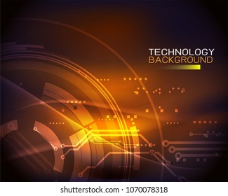 Vector abstract futuristic technology shiny transparent circuit on dark background,