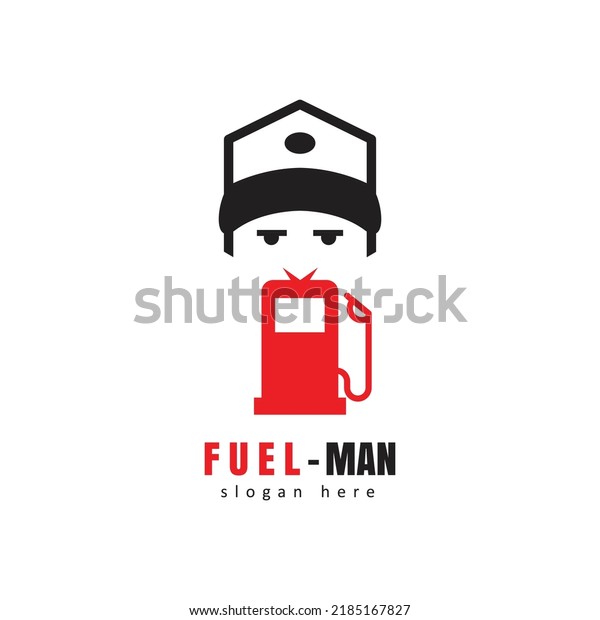 vector abstract gas station worker with fuel\
nozzle on white\
background
