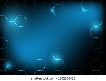 Vector Abstract geomatic shape,Blue hexagon tech design. Vector Background.

