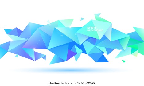 Vector abstract geometric 3d facet shape. Use for banners, web, brochure, ad, poster, etc. Low poly modern style background. Blue, multicolor