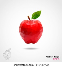 Vector abstract geometric apple. Origami style with a geometric grid. Illustration. EPS 10