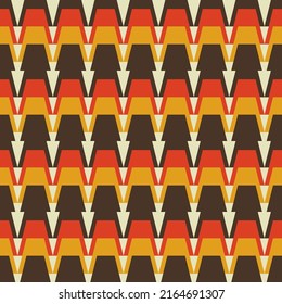 Vector abstract geometric arrow shape vintage color seamless pattern background. Use for fabric, textile, interior decoration elements, upholstery, wrapping.
