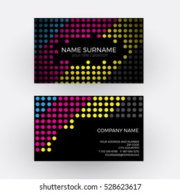 Vector abstract geometric background in black, dots and circle. Print cmyk concept. Business card