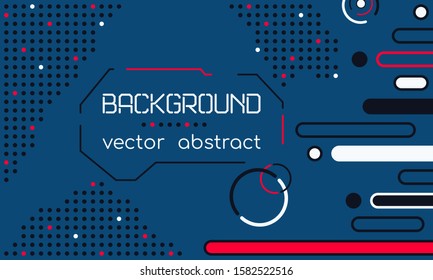 Vector abstract geometric background in blue tones. With bright red accents. Suitable for the design of websites, banners, posters.
