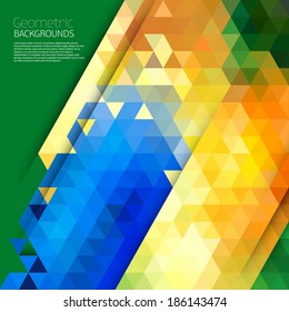 Vector abstract geometric background in Brazil color concept.  Rio 2016 sport concept.