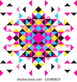 Vector abstract geometric background with colorful triangles - cmyk colors