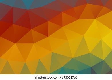 Vector abstract geometric background consisting of triangles. Low poly red, yellow and blue pattern.
