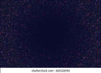 Vector abstract geometric background. Fading dots massif. Dozens little circles illustration on dark backdrop