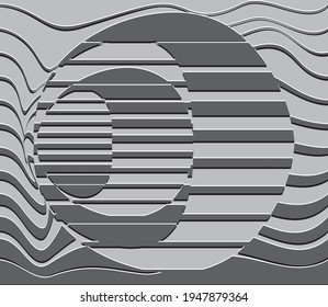 Vector Abstract geometric background from gray striped ellipses
