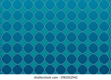 Vector abstract geometric background. Layout of blue circles and rhombuses. Gradient holes and notches with strokes.