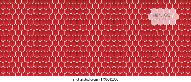 Vector abstract, geometric background, metallic red hexagonal shapes on a white background. For banner, print design, social networks, place for text. Copyspace.