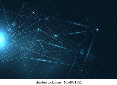 Vector abstract geometric background with polygonal lines and structures - technology, connection