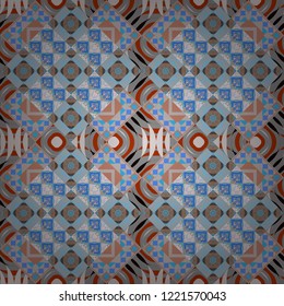 Vector abstract geometric background. Seamless pattern with rhombus and polygons forming abstract wallpaper. Stylish gray, blue and pink texture.