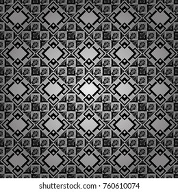Vector abstract geometric background. Seamless pattern with rhombus and polygons forming abstract wallpaper. Stylish black, white and gray texture.