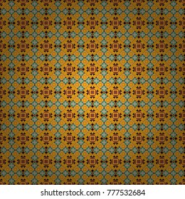 Vector abstract geometric background. Seamless pattern with rhombus and polygons forming abstract wallpaper. Stylish brown, yellow and orange texture.