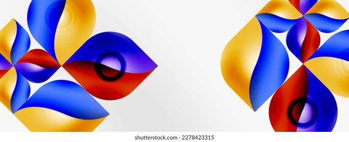 Vector abstract geometric background. Techno flower petals concept. Wallpaper or texture design, bright poster, banner, flyer