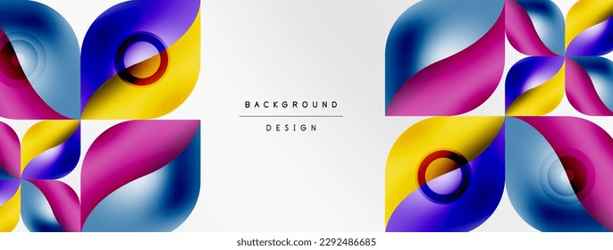 Vector abstract geometric background. Techno flower petals concept. Wallpaper or texture design, bright poster, banner, flyer