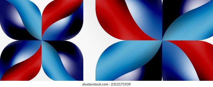 Vector abstract geometric background. Techno flower petals concept. Wallpaper or texture design, bright poster, banner, flyer