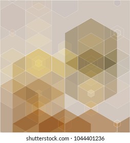 Vector Abstract geometric background. Template brochure design. Brown hexagon shape