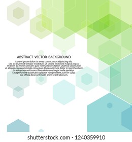 Vector Abstract geometric background. Template brochure design. Blue green hexagon shape