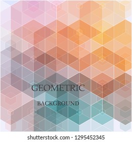 Vector Abstract geometric background. Template brochure design. Green and orange hexagon shape.