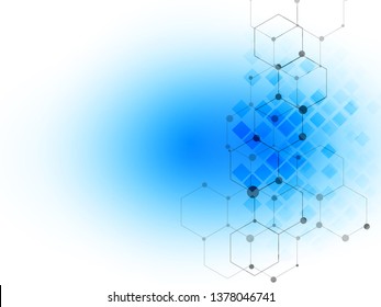 Vector Abstract geometric background. Template brochure design. Blue square shape. Polygonal shapes on dark blue background. Illustration Vector design digital technology concept.