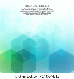 Vector Abstract geometric background. Template brochure design. Blue  and green hexagon shape