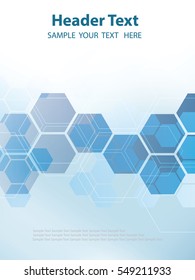 Vector Abstract Geometric Background. Template Brochure Design. Blue Hexagon Shape