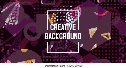 Vector abstract geometric background texture design, bright poster, banner purple background, violet pink and yellow stripes and shapes.