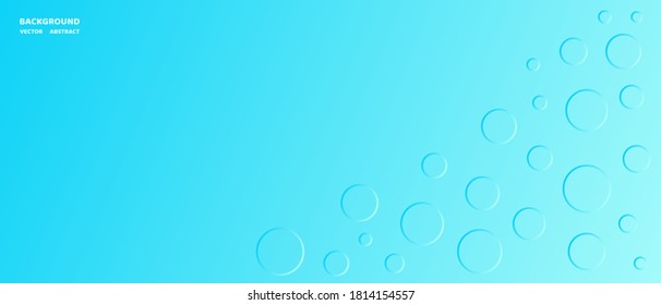 Vector abstract geometric banner. Blue circles with a 3D effect, similar to water drops on a gradient background. Place for your text. Copyspace.