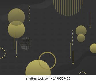 Anuncio geométrico abstracto de Vector con Formas de oro.