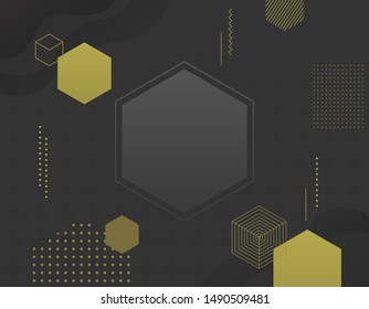 Vector abstract geometric banner with gold shapes.